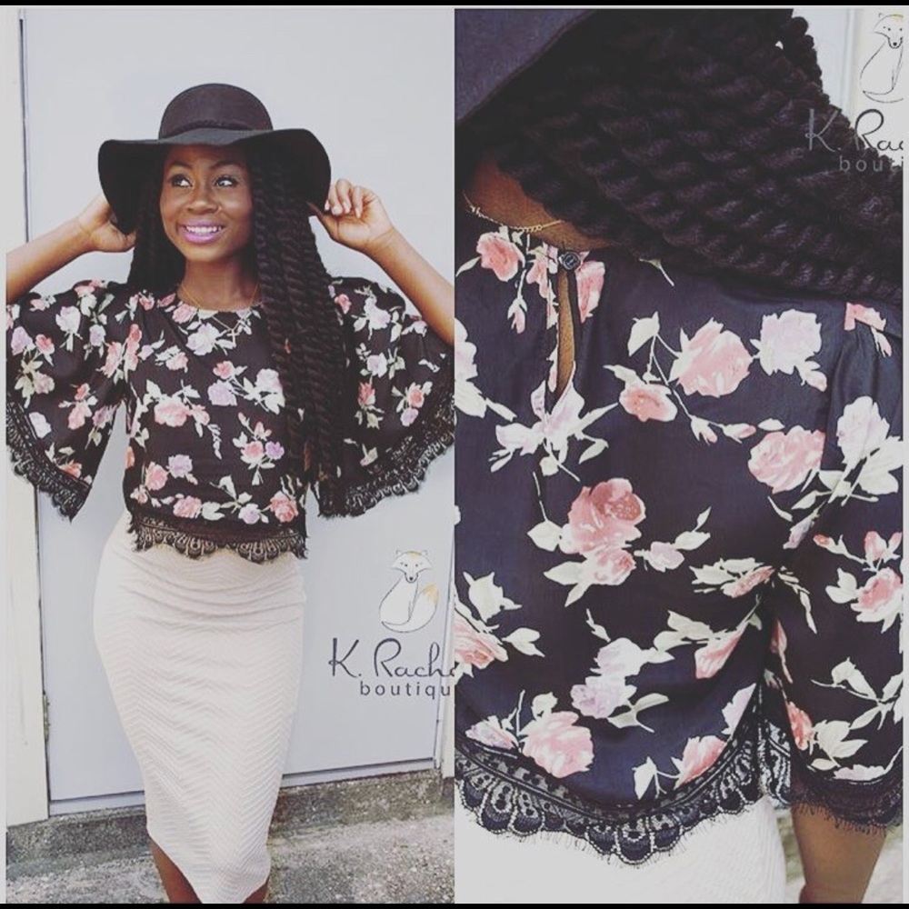 Our floral lace it all top is perfect for fall.
